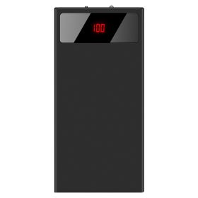 20000mAh Power Bank Ultra Thin External Battery Pack Phone Charger Dual USB Ports Flashlight Battery Remain Display (Color: Black)